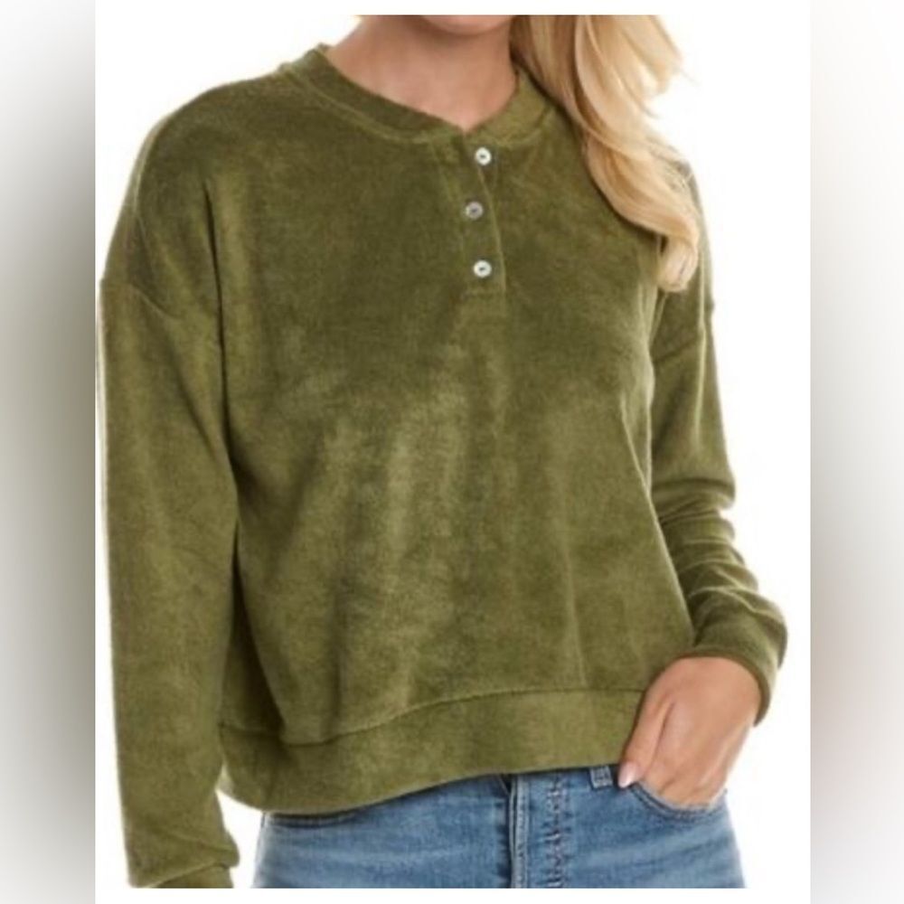 NEW DONNI. Basil Green Terry Sweatshirt XL‎